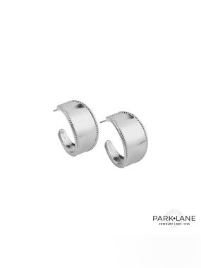 Park Lane Womens “Orbit” Silver Wide Hoop Earrings Polished Statement New